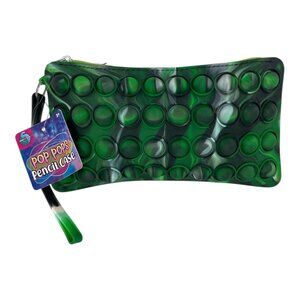 Pop Pops Pencil Case Fidget Sensory Silicone Bubble Pouch Green School Organizer